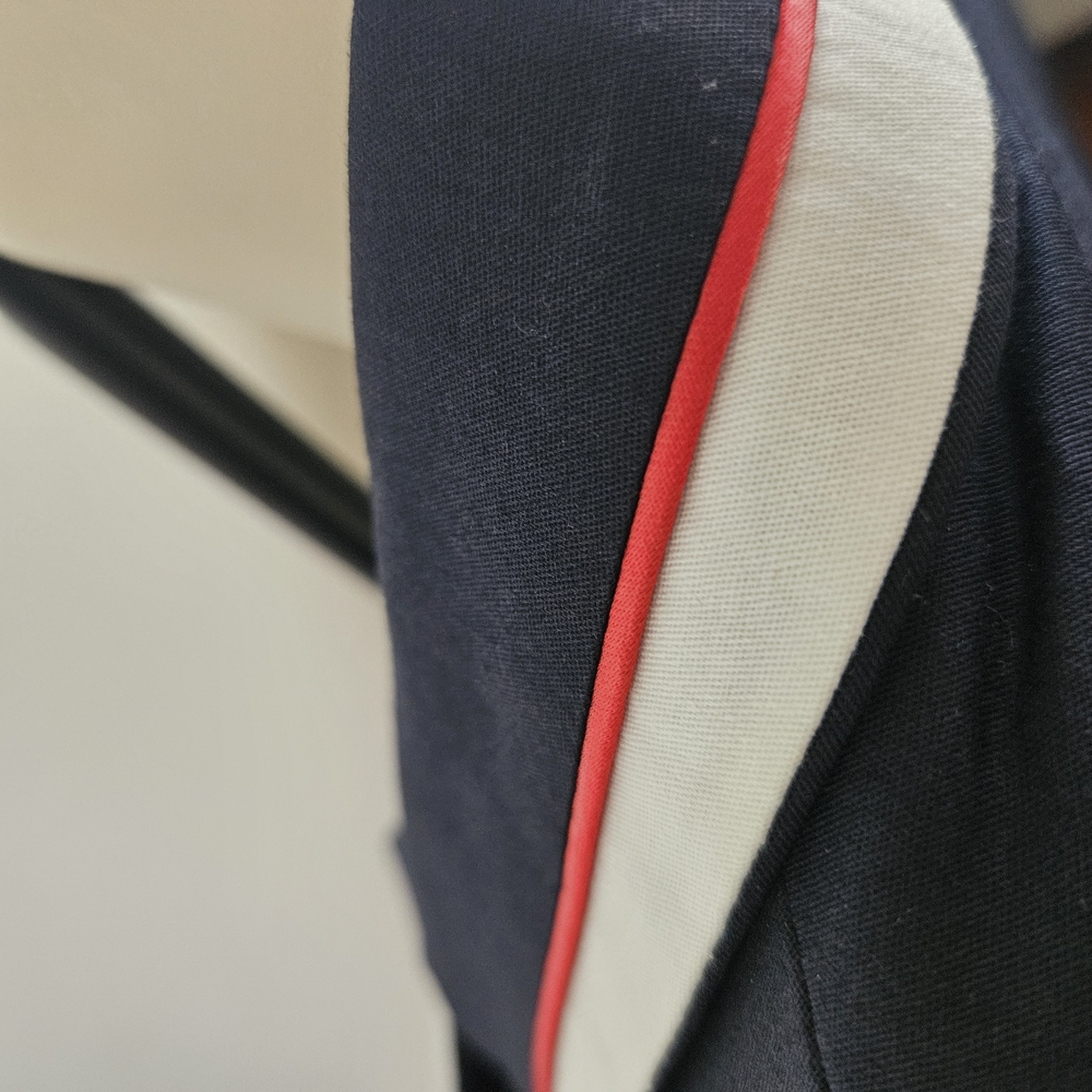 Blue and White Blazer with Notched Lapel and Tailored Fit - Picture 3 of 10